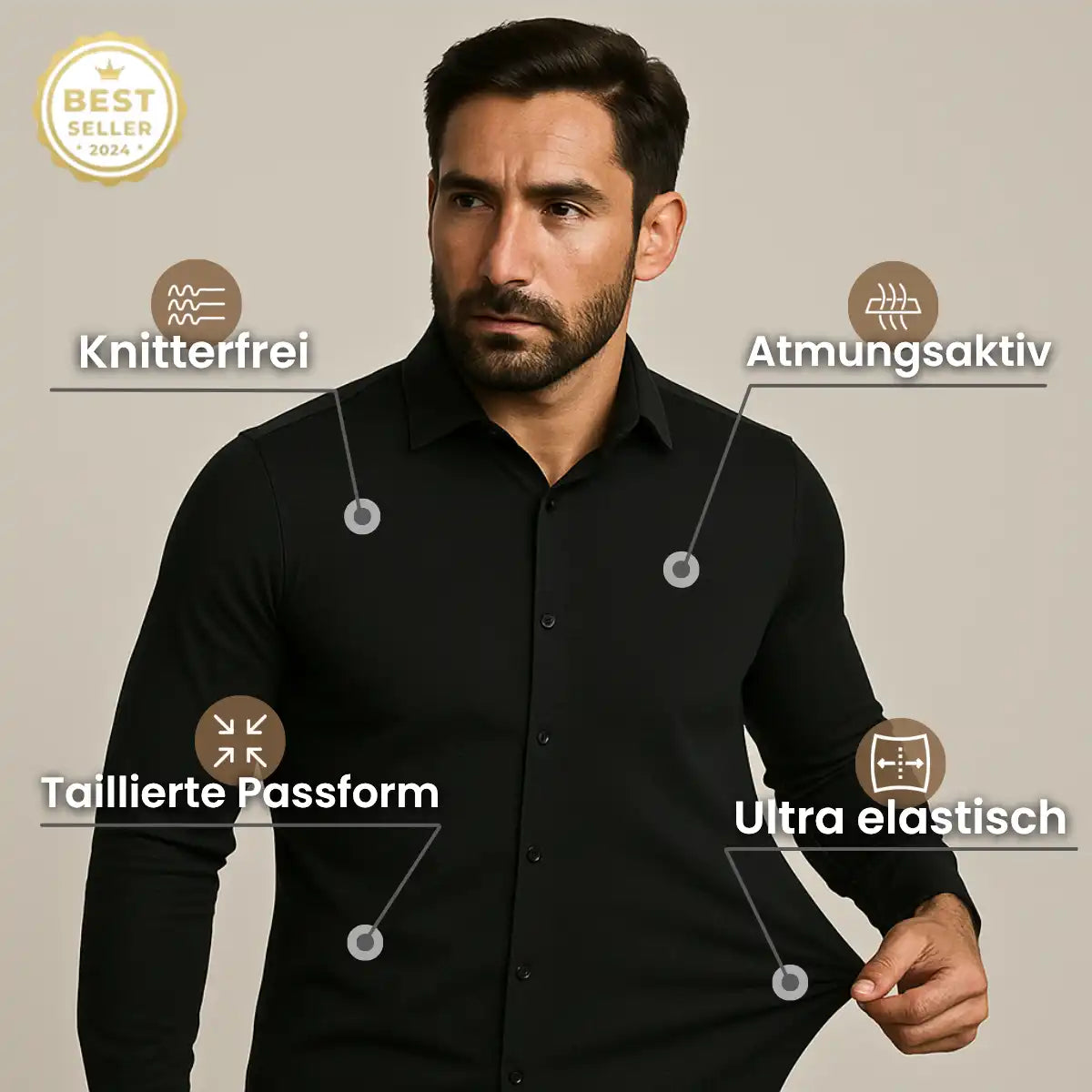 Knitterfreies Hemd mit tailliertem Schnitt